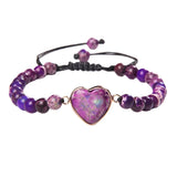 6mm Natural Stone Braided Bracelet Heart Charm Bangle Jewelry