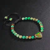 6mm Natural Stone Braided Bracelet Heart Charm Bangle Jewelry