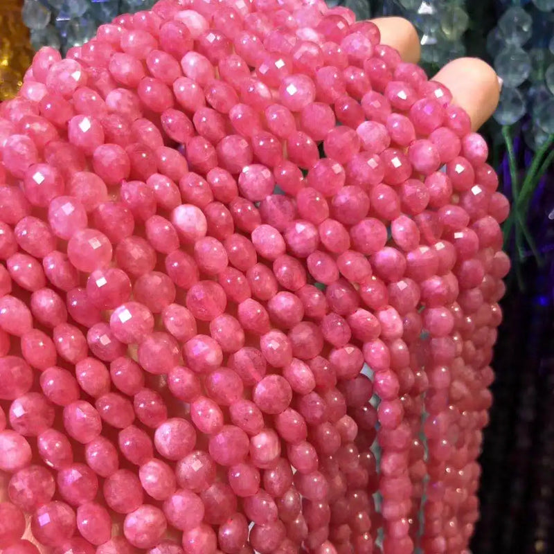 6mm Rhodochrosite Faceted Stone Beads for Jewelry Making