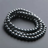 6mm Natural Terahertz Wave Bracelet 3 Laps Strands Jewelry