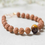 6mm Tiger's Eye Rudraksha Beads 14k Chain Bracelet
