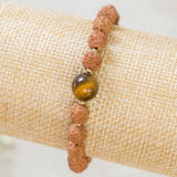 6mm Tiger's Eye Rudraksha Beads 14k Chain Bracelet