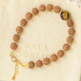6mm Tiger's Eye Rudraksha Beads 14k Chain Bracelet