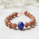 6mm Brown Rudraksha Sodalite Beads 14K Fill Bracelet