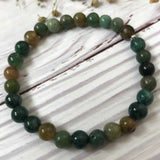 6mm Green Agate Anti-Stress Gemstone Bracelet DIY Meditation Beads