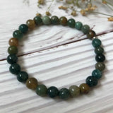 6mm Green Agate Anti-Stress Gemstone Bracelet DIY Meditation Beads