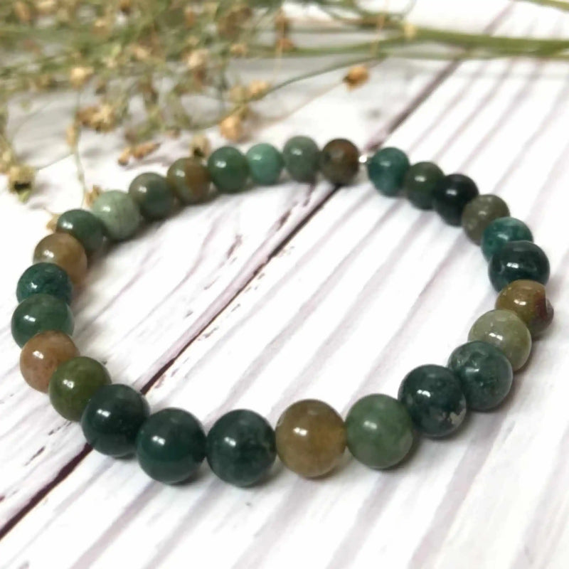 6mm Green Agate Anti-Stress Gemstone Bracelet DIY Meditation Beads