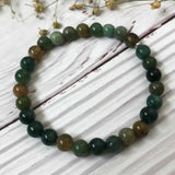 6mm Green Agate Anti-Stress Gemstone Bracelet DIY Meditation Beads