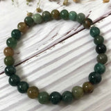 6mm Green Agate Anti-Stress Gemstone Bracelet DIY Meditation Beads