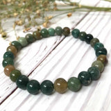 6mm Green Agate Anti-Stress Gemstone Bracelet DIY Meditation Beads