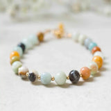 6mm Amazonite Beads Bracelet with 14k Chain - Spirituality Lucky Christmas Wrist