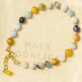 6mm Amazonite Beads Bracelet with 14k Chain - Spirituality Lucky Christmas Wrist