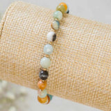 6mm Amazonite Beads Bracelet with 14k Chain - Spirituality Lucky Christmas Wrist