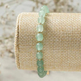 6mm Green Crystal Beads Bracelet 14k Chain Seven Chakras Meditation