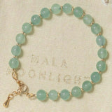 6mm Green Crystal Beads Bracelet 14k Chain Seven Chakras Meditation