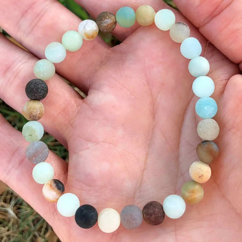 6mm Amazonite Gemstone Bead Bracelet for Healing Yoga Diy Christmas