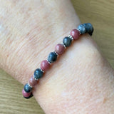 6mm Larvikite Rhodonite Crystal Beaded Bracelet Mental Style Lucky Wristband