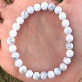 6mm Howlite Gemstone Beads Bracelet Easter Blessing Meditation Gift