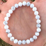 6mm Howlite Gemstone Beads Bracelet Easter Blessing Meditation Gift