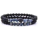 6mm Natural Stone Beads Bracelet 2pcs/set CZ Ball Beaded Bracciali Femme