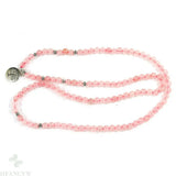 6mm Pink Crystal Tree of Life Pendant Stretch Bracelet Pray Wristband
