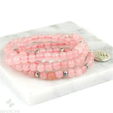 6mm Pink Crystal Tree of Life Pendant Stretch Bracelet Pray Wristband