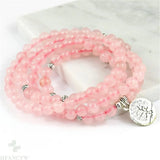 6mm Pink Crystal Tree of Life Pendant Stretch Bracelet Lucky Meditation Healing