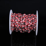 6mm Red Eye Lampwork Beaded Silver Plated Rosary Chain