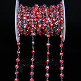 6mm Red Eye Lampwork Beaded Silver Plated Rosary Chain