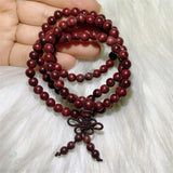 6mm Red Sandalwood 108 Bead Pendant Bracelet Cuff Chakra Buddhism