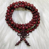 6mm Red Sandalwood 108 Bead Pendant Bracelet Cuff Chakra Buddhism