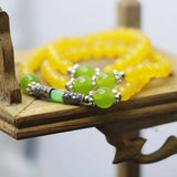 6mm Retro Yellow Chalcedony Natural Stone Bracelet Hand Chain for Women Girls
