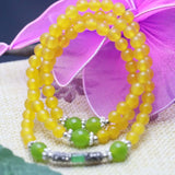 6mm Retro Yellow Chalcedony Natural Stone Bracelet Hand Chain for Women Girls