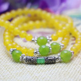 6mm Retro Yellow Chalcedony Natural Stone Bracelet Hand Chain for Women Girls