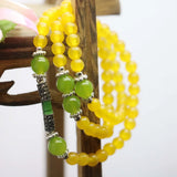 6mm Retro Yellow Chalcedony Natural Stone Bracelet Hand Chain for Women Girls