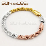 6mm Twisted Rope Chain Bracelet Yellow Rose Men Women