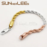 6mm Twisted Rope Chain Bracelet Yellow Rose Men Women