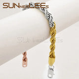 6mm Twisted Rope Chain Bracelet Yellow Rose Men Women