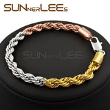6mm Twisted Rope Chain Bracelet Yellow Rose Men Women