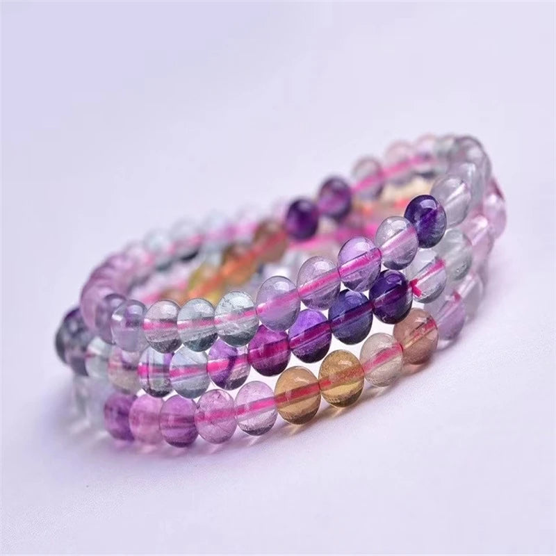 6mm Round Ball Natural Crystal Stone Fluorite Multi-Storey Bracelet