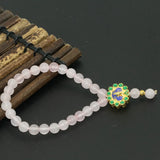 6mm Pink Natural Stone Jade Chalcedony Beads Cloisonne Strand Bracelet