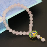 6mm Pink Natural Stone Jade Chalcedony Beads Cloisonne Strand Bracelet