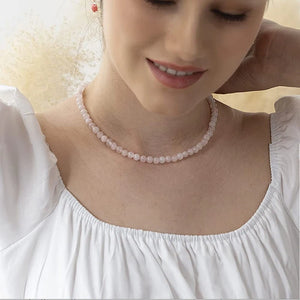 6mm Semi Precious Stone Beaded Choker Necklace Short Jewelry