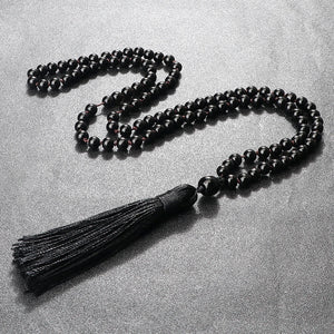 6mm 108 Beads Stone Tassel Necklace Men Women Yoga Jewelry