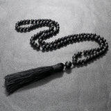 6mm 108 Beads Stone Tassel Necklace Men Women Yoga Jewelry