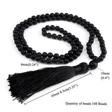 6mm 108 Beads Stone Tassel Necklace Men Women Yoga Jewelry