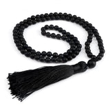 6mm 108 Beads Stone Tassel Necklace Men Women Yoga Jewelry
