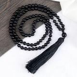 6mm 108 Beads Stone Tassel Necklace Men Women Yoga Jewelry