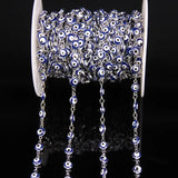 6mm Silver Plated Rosary Chain with Dark Eye Lampwork Beaded Glass Beads