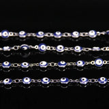 6mm Silver Plated Rosary Chain with Dark Eye Lampwork Beaded Glass Beads